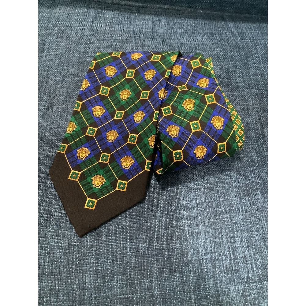 GIANNI VERSACE Men's Tie Vintage Medusa Multicolor‎ 100% Silk Made in Italy